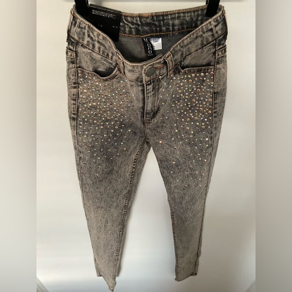 H&M NWT High-Rise Skinny Jeans w/ Rhinestones - Picture 10 of 16